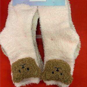 Capelli of New York Fuzzy Bear Socks - Pink and Brown